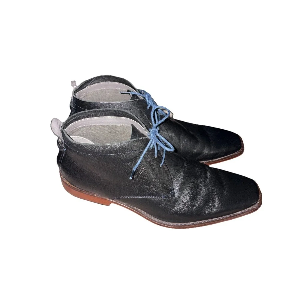 TED BAKER Ashcroft 4 Men's Chukka Boots Size 12 Black Leather Square Toe Shoes